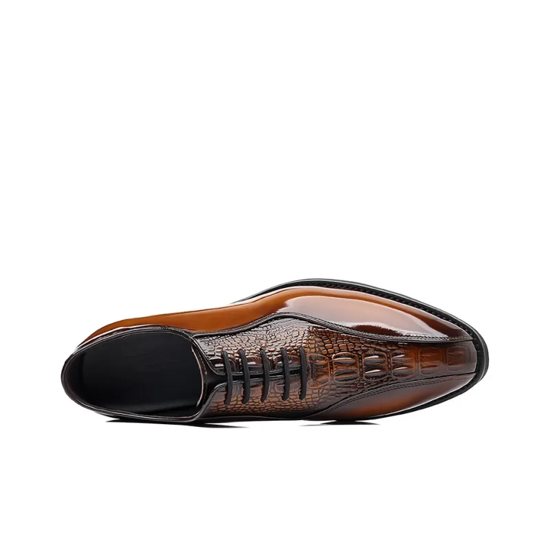 MODENGPAN Dress Shoes Men Low Top Brown/Black/Blue-7