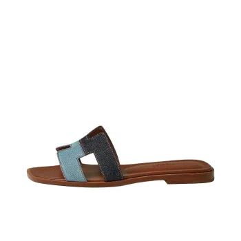 HERMES Oran Slide Slippers Women's Blue