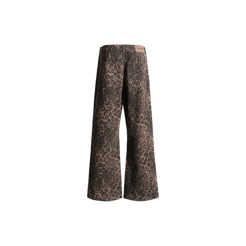 Kazakhstan Jeans Women's Coffee Brown Leopard Print-1