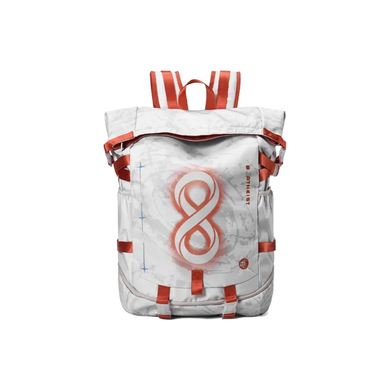 8atheist Polyester Backpack Large Size Unisex White Orange Color Blocking-1