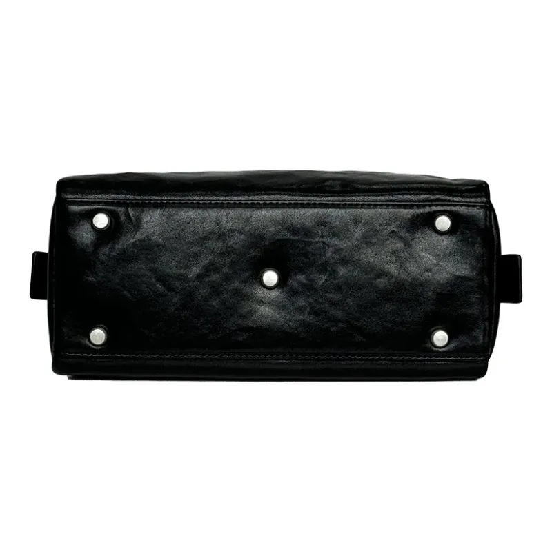 MR'GUFA Vegetable Tanned Cow Leather Vintage Inspired Backpack Unisex Classic Black-4