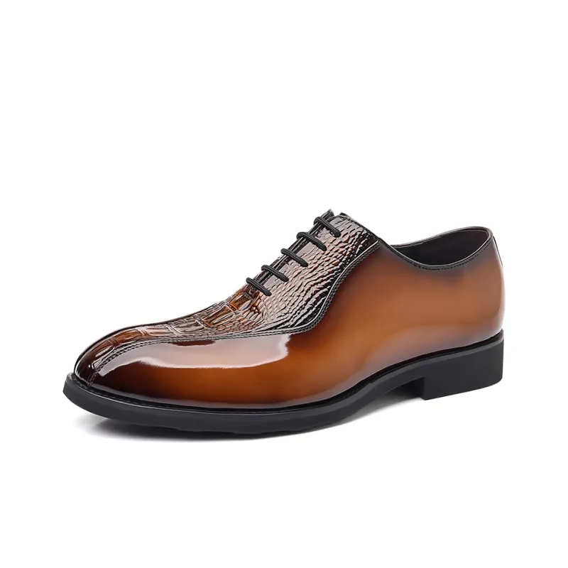 MODENGPAN Dress Shoes Men Low Top Brown/Black/Blue-5