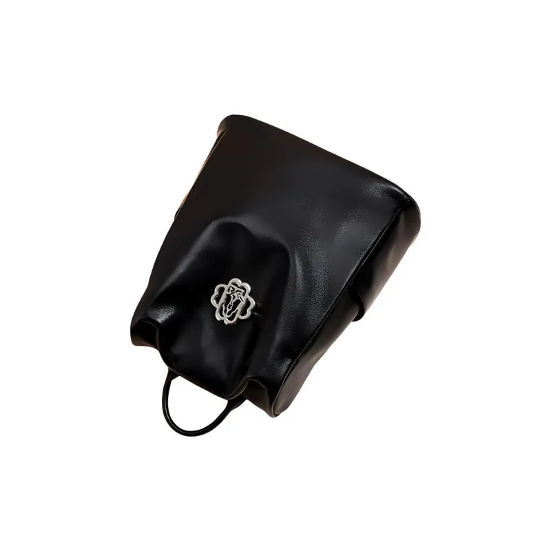 Hush Puppies Cow Leather Backpack Tubas Women's Black-2