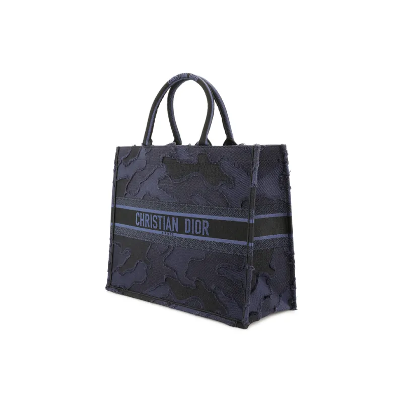 DIOR BookTote Canvas Canvas Bag Tote Bag Shopping Bag Handbag Large Size Women's Blue-3