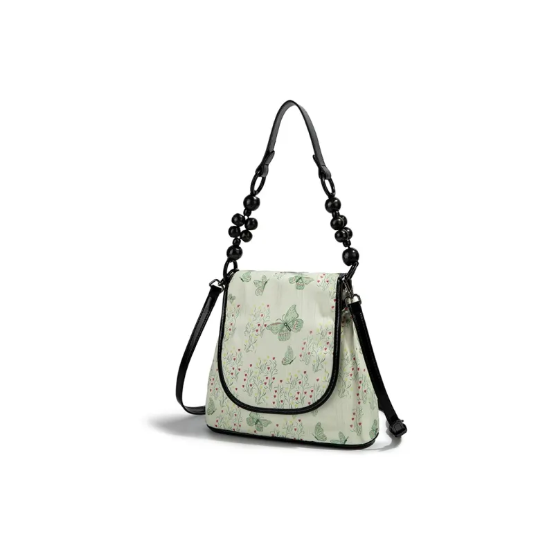 CentarlKatty PU Shoulder Bag Women's Black Light Green Butterfly-2
