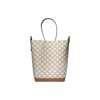 CELINE Triomphe Canvas With Calfskin Bucket Bags Shoulder Bag Crossbody Bag Men's Ecru