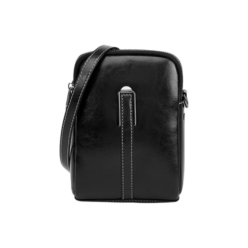 ST&SAT Cow Leather Crossbody Bag, Shoulder Bag Small Size Women's Coffee/Elegant Black-5