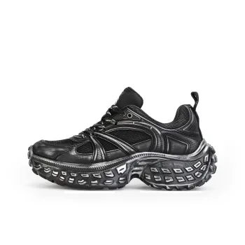 Lilbetter Cushioning Anti Slip Wear Resistant Breathable Moisture Wicking Low Top Chunky Sneakers Unisex Faded Black