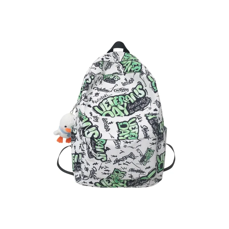 GEERDUN Nylon Backpack Regular Unisex White/Green/Blue-5