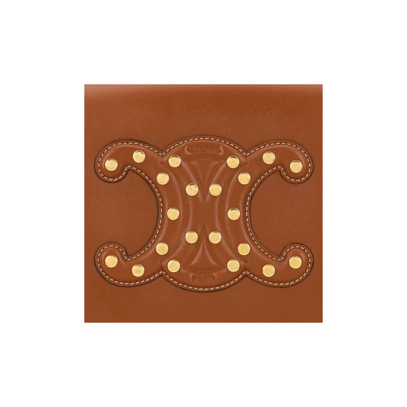 CELINE Cuir Triomphe Smooth Cow Leather Shoulder Bag Crossbody Bag Women's Tawny-4