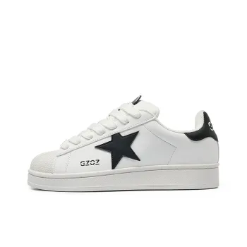 GZOZ Anti Slip And Wear Resistant Lightweight Low Top Skateboard Shoes Unisex White Black