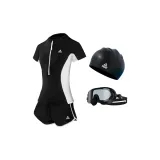 Black Swimsuit+Black Swim Goggles+Black Swimming Cap