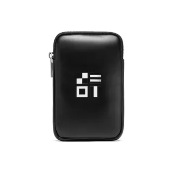 LACOSTE Cow Leather One Shoulder Crossbody Cell Phone Pouch Regular Men's Black