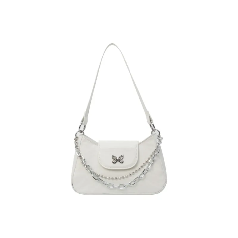 BAODIDAISHU PU Underarm Crossbody Bag, Shoulder Bag Women's Silver/White/Black-5