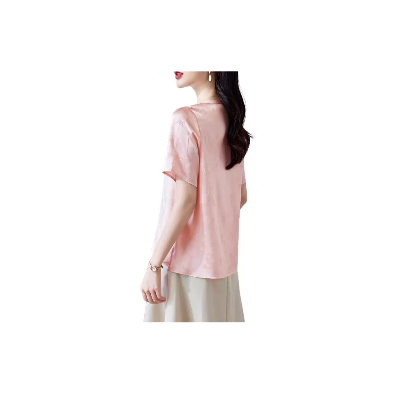 Yi Mengyuan Silk Chiffon Shirt Women's Pink-2