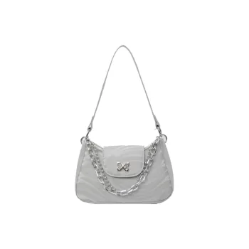 BAODIDAISHU PU Underarm Crossbody Bag, Shoulder Bag Women's Silver/White/Black