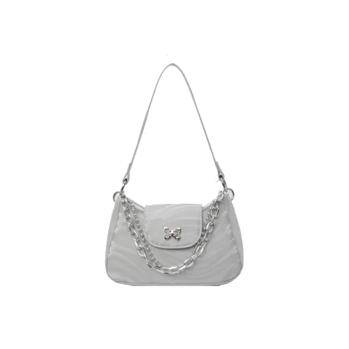 BAODIDAISHU PU Underarm Crossbody Bag, Shoulder Bag Women's Silver/White/Black