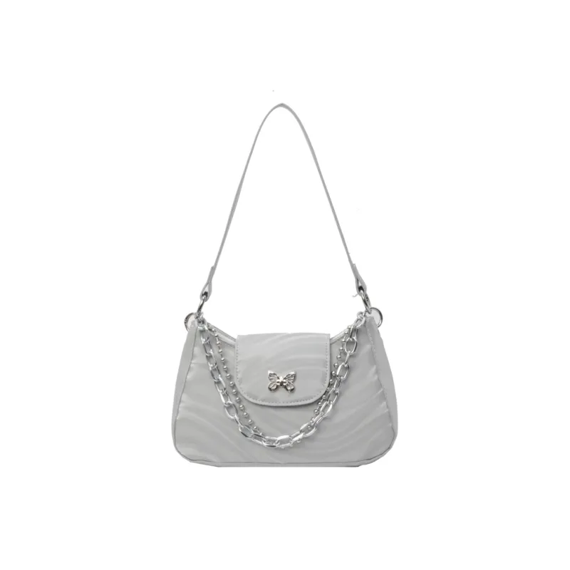 BAODIDAISHU PU Underarm Crossbody Bag, Shoulder Bag Women's Silver/White/Black-0