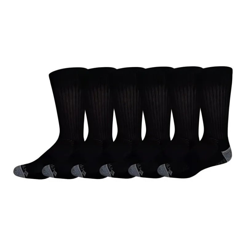 Columbia Fashion Crew With Pique Footbed Sock Mid-Calf Socks Men's 6 Pack Black-0
