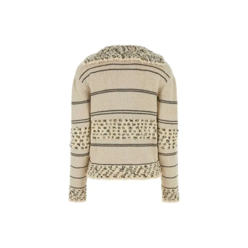 Bottega Veneta Striped V Neck Jumper-1