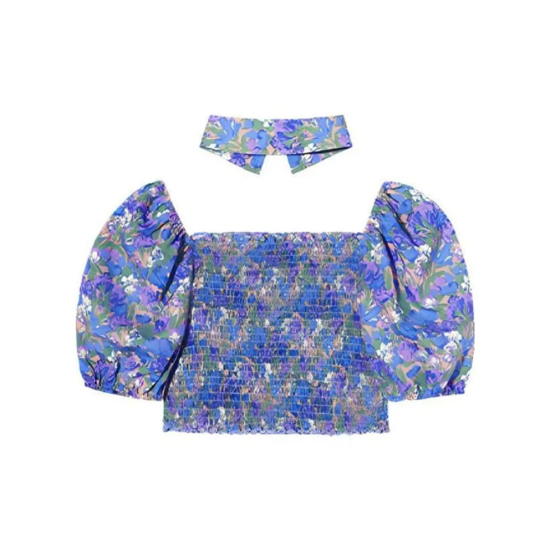 I'M ONE Crop Tops Women's Dreamy Floral Purple-1