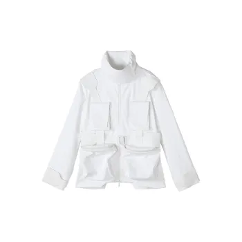 NORVINCY American Streetwear City Workwear White Trendy Turtleneck Mock Two Piece Coat Men's