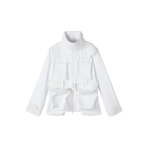 NORVINCY American Streetwear City Workwear White Trendy Turtleneck Mock Two-Piece Coat Men's