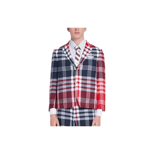 THOM BROWNE Business Suits Men Red Blue Plaid Pattern