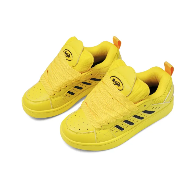BXGY Blissful Joy Puffy Shoes Durable Lightweight And Breathable Low Top Skateboard Shoes Women's Yellow Black-2