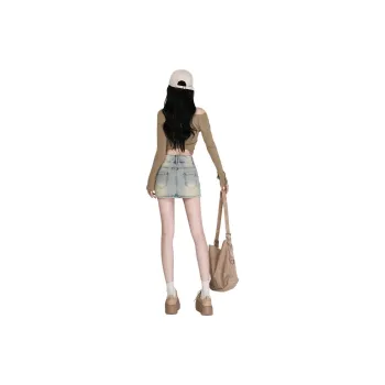 Rose Denim Short Skirts Women's Light Blue