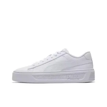 PUMA Smash Platform Anti Slip Wear Resistant Low Top Skateboard Shoes Women's White