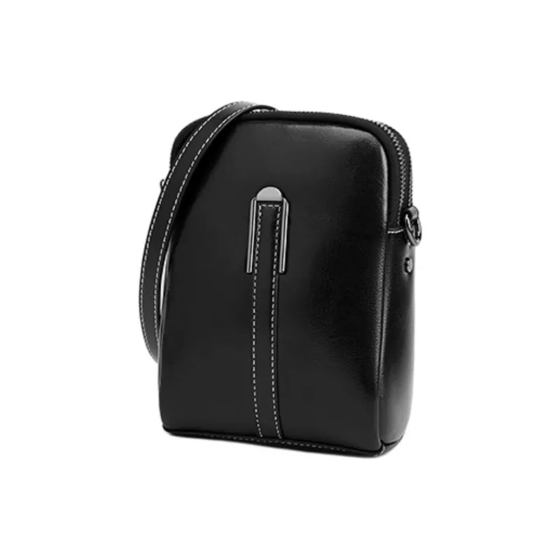 ST&SAT Cow Leather Crossbody Bag, Shoulder Bag Small Size Women's Coffee/Elegant Black-6