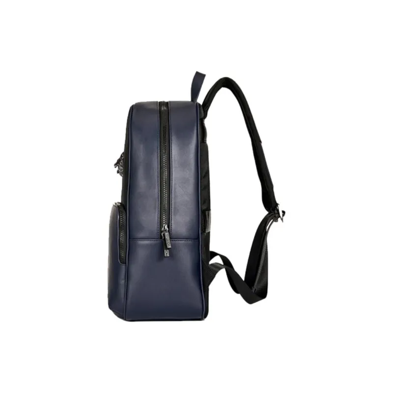 LEXON Leather With Polyester Backpack Regular Men's Black/Blue-7