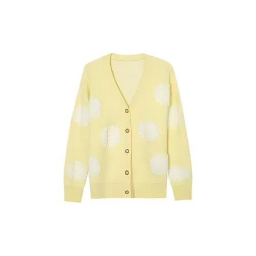 SEIFINI Sweaters Women's Light Yellow Cardigan