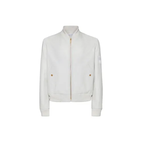 THOM BROWNE SS24 Summer Series Leather Jackets Men White