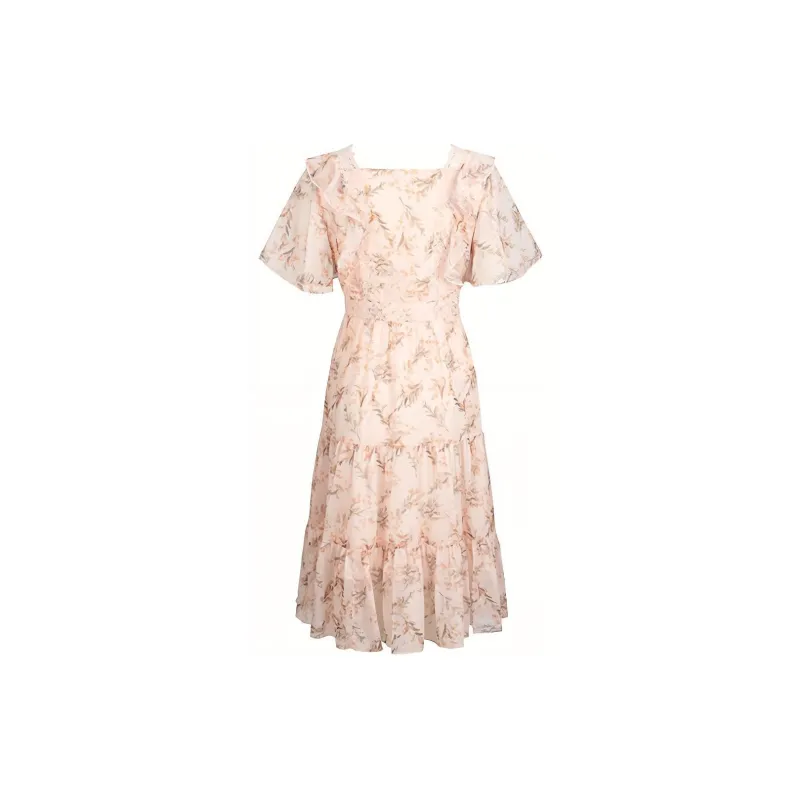 Tulip Taste Short-Sleeved Dresses Women's Coral Pink-1
