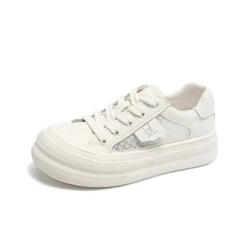 BAFFN Small White Shoes Lightweight And Breathable Low Top Skateboard Shoes Women's Ecru