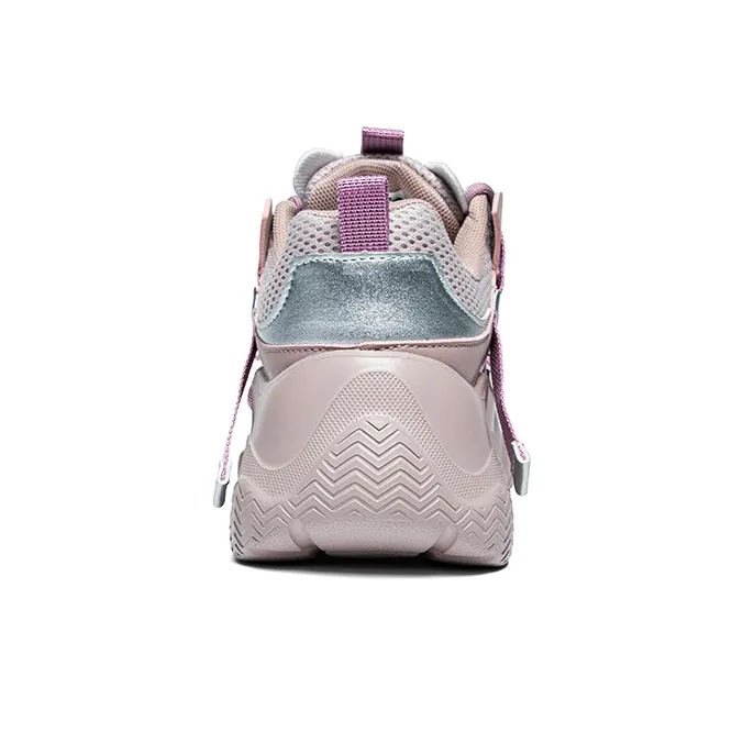 Warrior Abrasion Resistant, Breathable, Lightweight, Height Increasing Low Top Chunky Sneakers Women's Purple Silver-3