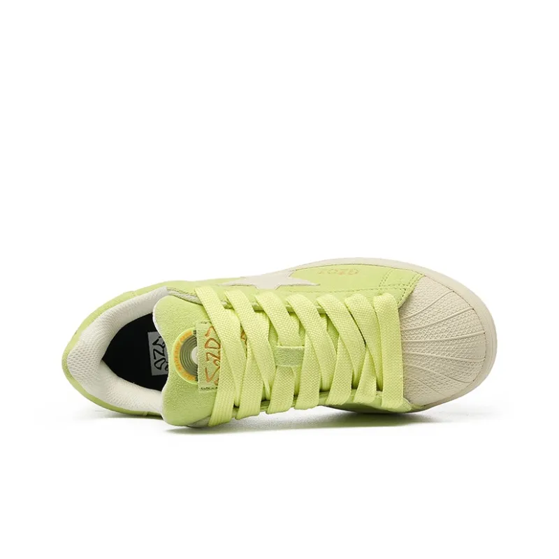GZOZ Slip Resistant Cushioning Wear Resistant Low Top Skateboard Shoes Unisex Neon Yellow-2