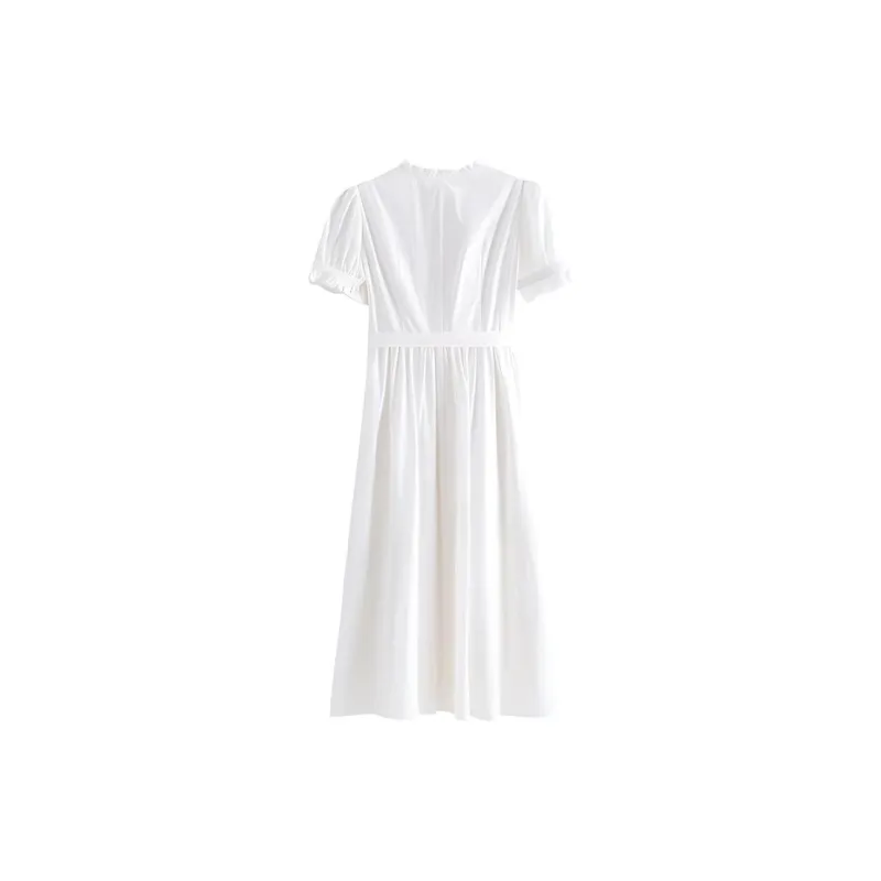 HDFULERN Short Sleeved Dress Women's White-1