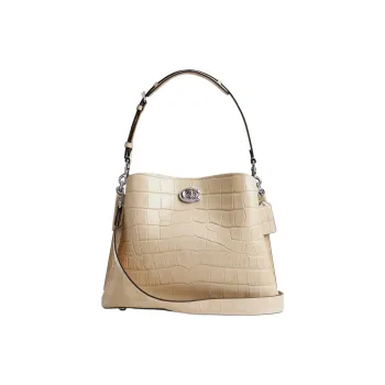 COACH Willow Leather One Shoulder Handbag Large Size Women's Ivory
