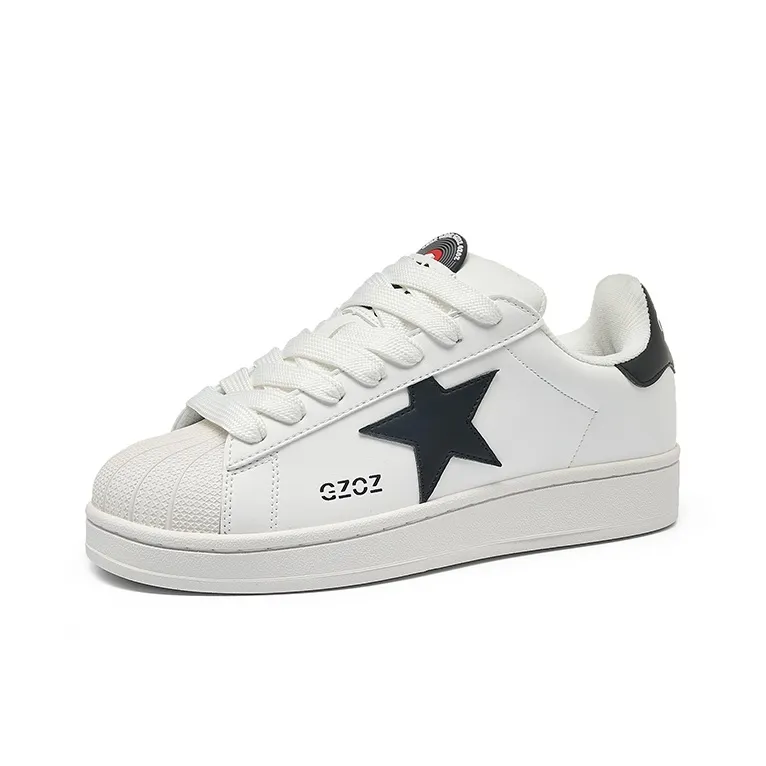 GZOZ Anti Slip And Wear Resistant Lightweight Low Top Skateboard Shoes Unisex White Black-4