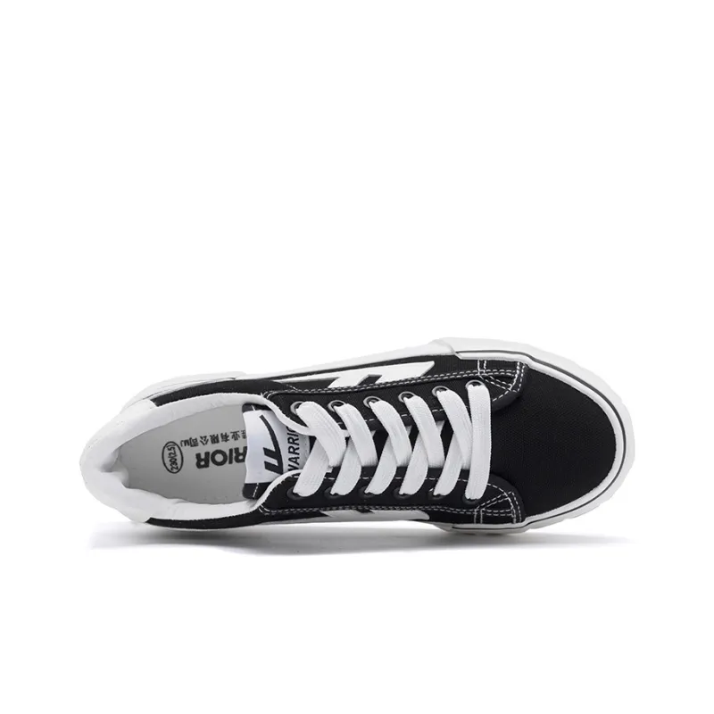 Warrior Classic Couple's Casual Shoes Wear resistant And Lightweight Low Top Canvas Shoes Unisex Black White-2