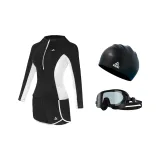 Black Swimsuit+Black Swim Goggles+Black Swimming Cap