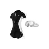 Black Swimsuit+White Swim Goggles