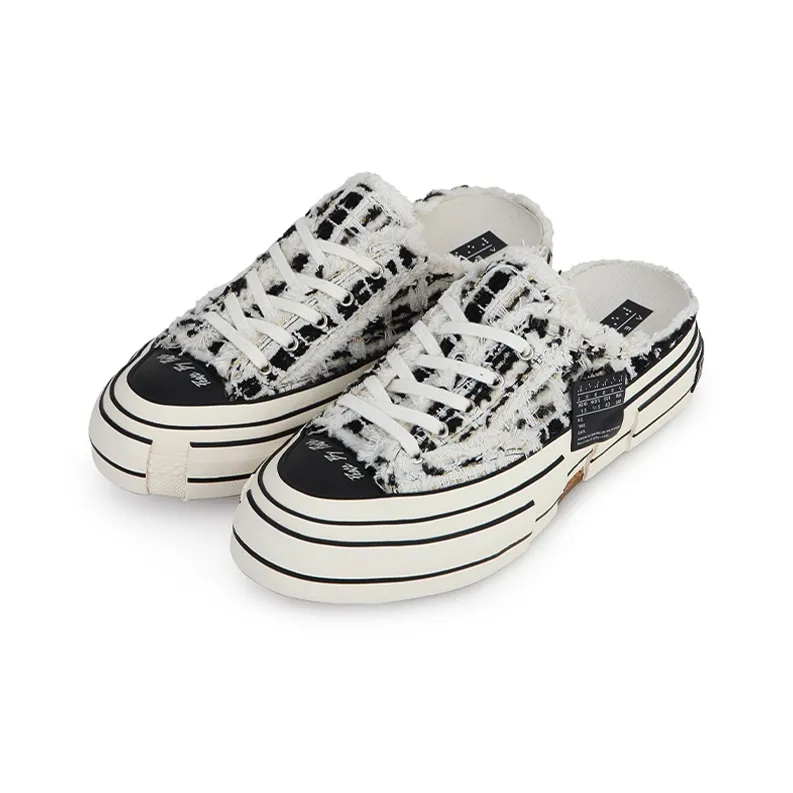 VESSEL G.O.P. Slip On 'Mixed Tweed' Low Top Canvas Shoes Unisex Black White-1