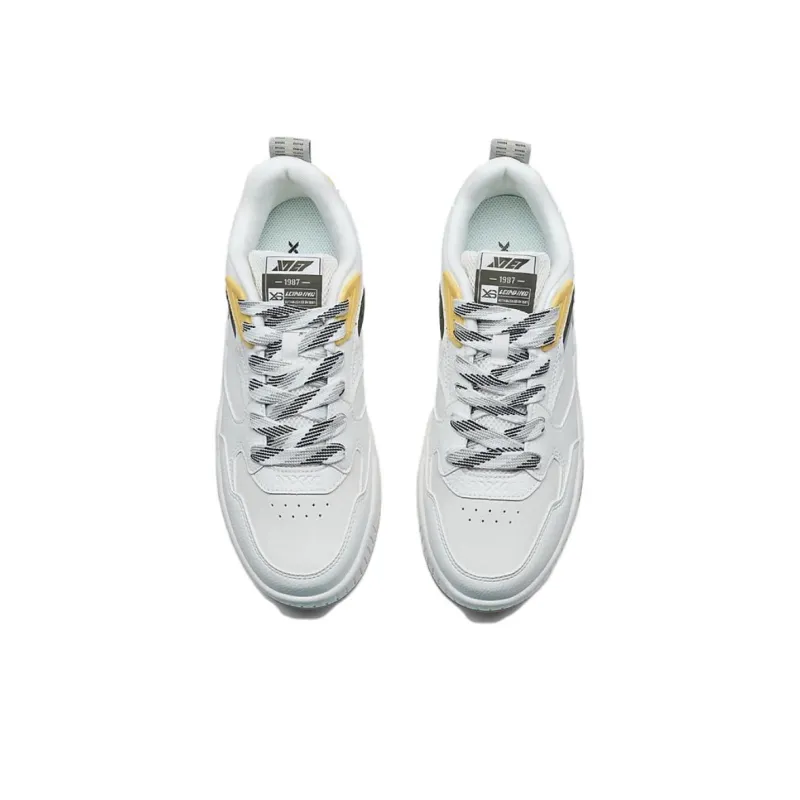 XTEP Kailang Lite Anti Slip Wear Resistant Low Top Skateboard Shoes Men's White Gray Yellow-4