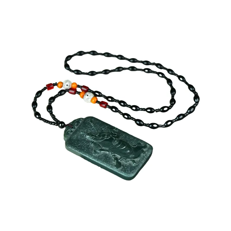 Jade Charm Yao Hetian Jade Pendants Men's Green Jade-1