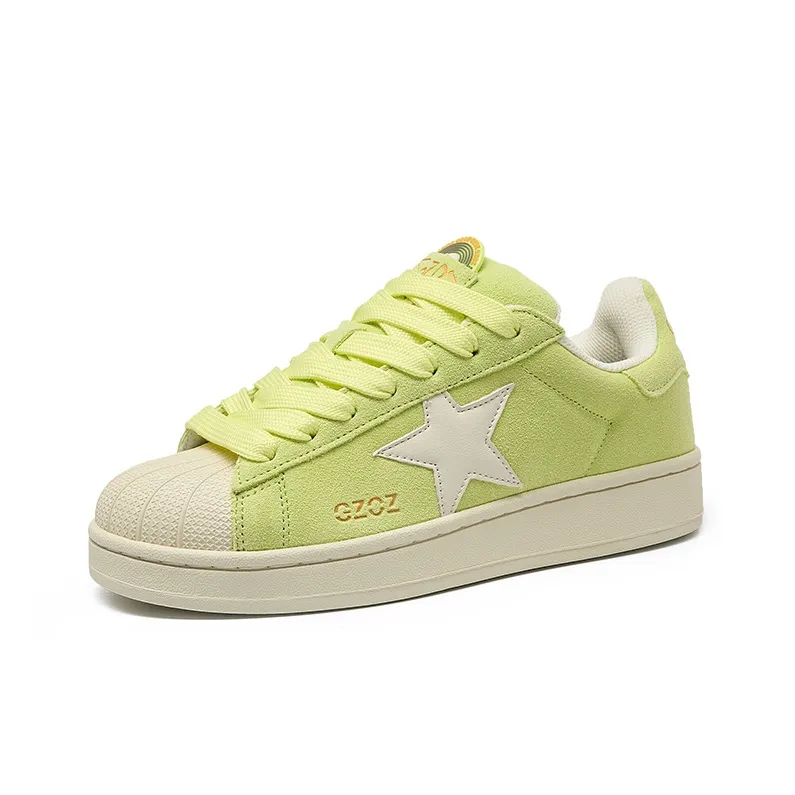 GZOZ Slip Resistant Cushioning Wear Resistant Low Top Skateboard Shoes Unisex Neon Yellow-1