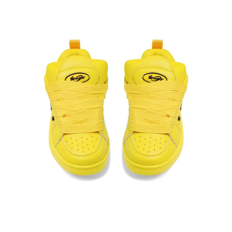 BXGY Blissful Joy Puffy Shoes Durable Lightweight And Breathable Low Top Skateboard Shoes Women's Yellow Black-3